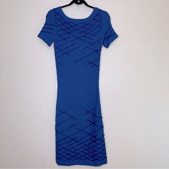 OSCAR De La Renta Hand Knit Embroidered Body Con Dress S - Picture 1 of 5